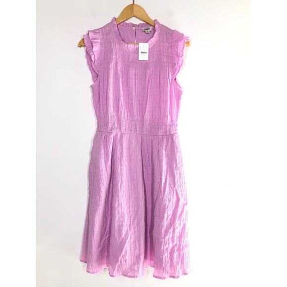 J. Crew Gauze Dress Flutter Sleeve A-Line Mini Orchid Flower Purple NWT M - Picture 5 of 11